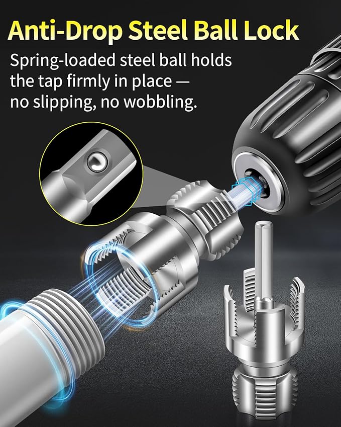Internal & External Pipe Threading Tool, PVC Pipe Threader, Pipe Threading Tool, 1/2'' 3/4'' Dies Electric Drill Compatible for Home Repair (2PCS) (1/2+3/4)