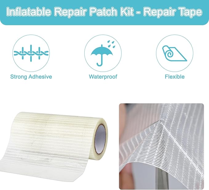 Waterproof Repair Tape,Clear Inflatable Patch Repair Kit for Tent Fabric Awning RV Roof Underbelly Tarp Sail and Boat Cover Outdoor Repair Patch