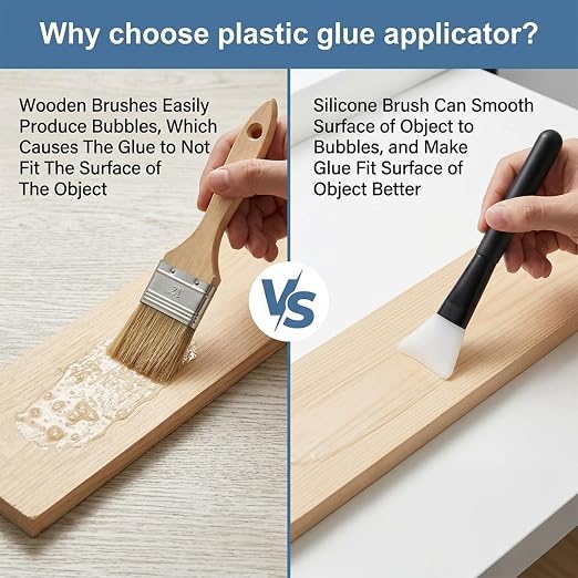 7 Pcs Applicator Glue Spreaders Plastic Glues Smear Sticks Applicator Tool with Silicone Glue Brush Plastic Glues Applicators Easy Clean for Leatherwork Woodwork Handmade DIY Art Crafts Project
