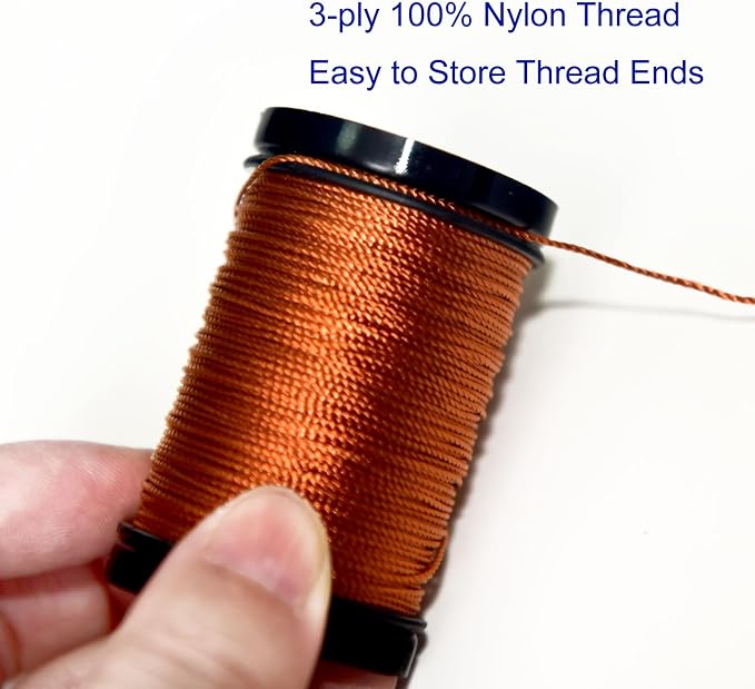 Extra Strong Upholstery Repair Sewing Thread Kit and Heavy Duty Household Hand Needles, Including 5 Rolls Nylon Thread,7 Styles of Leather Canvas Sewing Needles and 1 Needle Threader