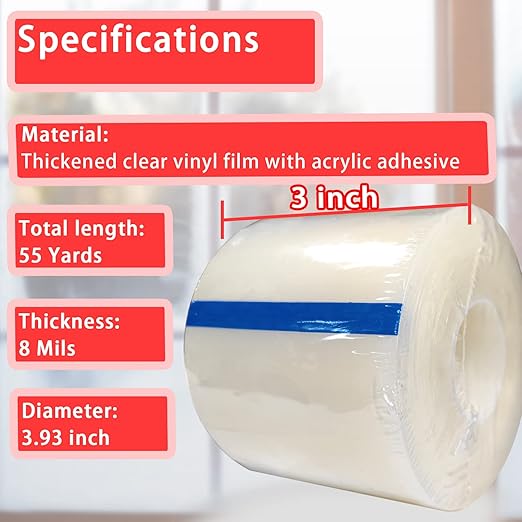 Birllaid Window Sealing Tape, Window AC Insulation Sealing Tape, 3 Inch x 165 FT(55 Yards), No Residue, Clear