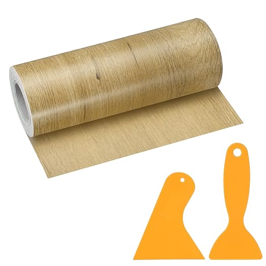 PATIKIL Wood Grain Repair Tape, 6" x 33' Self Adhesive Realistic Wood Tape with Scraper Durable Repair Patch for Furniture Floor Window Door Table DIY Home Decor, Wood Grain