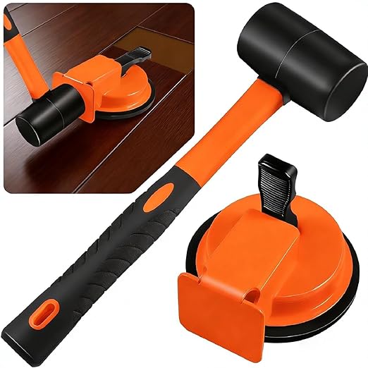 Floor Gap Fixer Suction Tool, Heavy Duty Laminate Flooring Gaps Repair Kit, Adjustable Leveling Setter with 10 Sticky Pads & 1 Rubber Mallet for Hardwood, Vinyl Plank, LVP & Tile Flooring Installation
