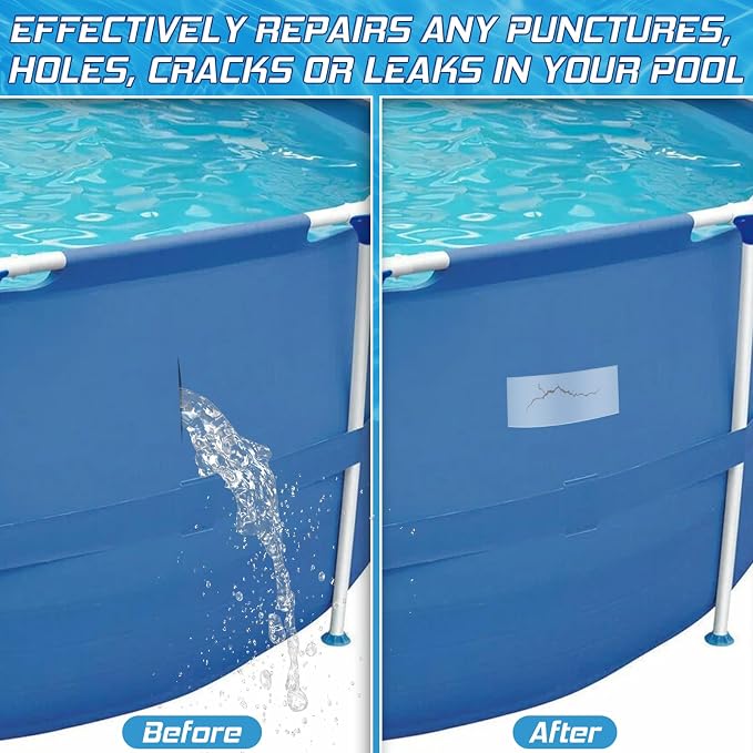 4 in x 7 ft High-Viscosity Clear TPU Pool Repair Kit, Underwater Inflatable Patch Repair Kit, Self-Adhesive Pool Liner Patch for In-ground & Above Ground Pools, Inflatable Hot Tubs & Floats