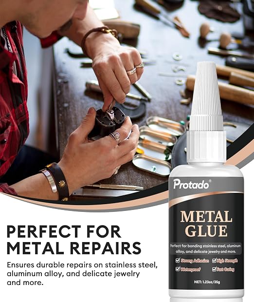 Metal Glue, 35g Heavy Duty Super Strong Clear Glue, Waterproof Heat Resistant Adhesive for Metal Bonding, Repair, Steel, Aluminum, Iron, Copper, Auto Parts, DlY Kits