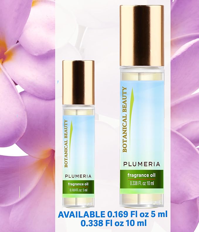 Botanical Beauty PLUMERIA FRAGRANCE OIL ROLL-ON 0.169 FL OZ (5 ML) Rollerball Perfume, Alcohol-Free, Long Lasting