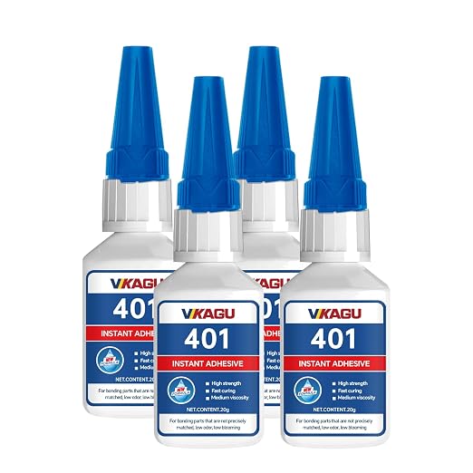 401 Super Glue Dries Instantly Instant Adhesive Bond Clear All-Purpose Universal for Plastic Wood Metal Rubber Leather 20g 4 Pack