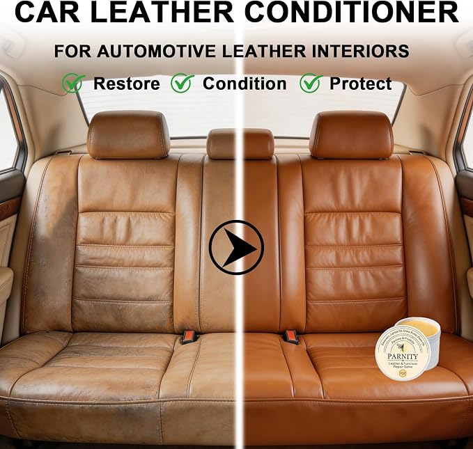 Furniture Salve for Leather & Wood, Moisturizer, Polisher & Restorer | Leather Conditioner and Cleaner for Car Seats, Couches, Saddles, Hardwood Floors, Prevent Cracking or Fading (Beige Gray)