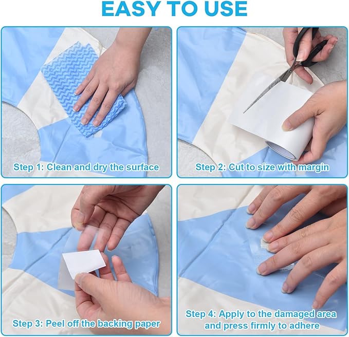 Yoleshy Inflatable Pool Patch Repair Kit, 3.15 in X 7.2 Ft Air Mattress Patch Kit Heavy Duty, Clear Waterproof Tape for Pools, Bounce House, Air Bed