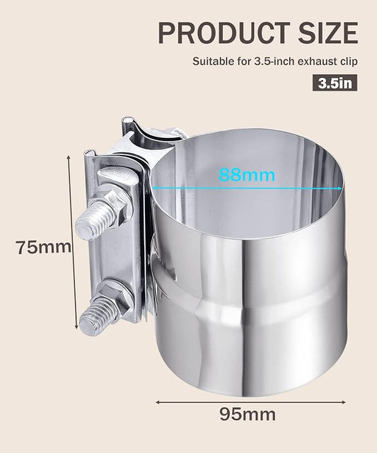 bylikeho Exhaust Clamp,Car Accessories 4" 3" 2.5" 5" 3.5" 2.75" Lap Joint Exhaust Band Clamp Sleeve Coupler,Stainless Steel Exhaust Pipe Clamp for Exhaust System,Exhaust Tubing Connection (3.5")