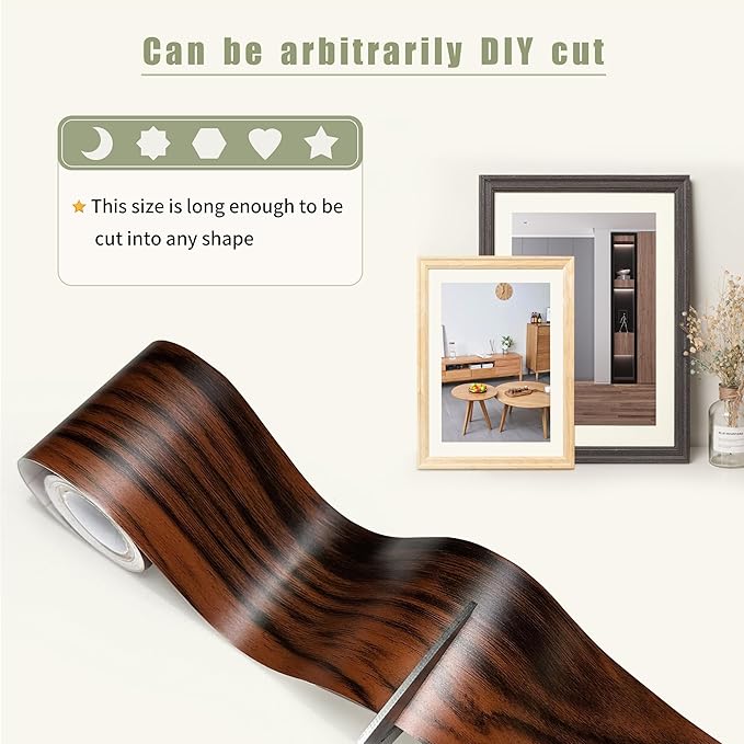 Besezx Wood Grain Repair Tape, 2.4" X15', Self Adhesive Wood Grain Repair Patch for Tables, Chairs, DIY,Baseboards, Doors, Windows, Floors and Furniture Renovation.（Brown）