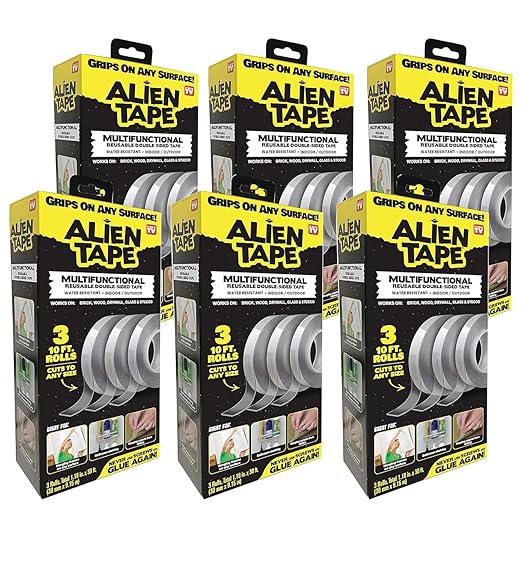 ALIEN TAPE Heavy Duty Double Sided Tape, Nano Tape, Feet Clear Adhesive Tape for Poster Photo Wall Decor As Seen on TV, (18 Rolls - 180 Feet)