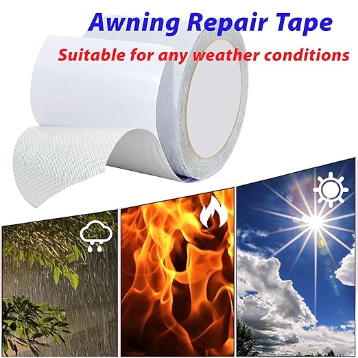 WaterproofRepair Tape for Fabric, 3.1IN x24.6FT, Heavy Duty Outdoor Repair Tape, for RV Roof, Tarp, Tent, Sail and Boat Cover Outdoor Repair Patch, Multipurpose Awning Repair Tape (White)