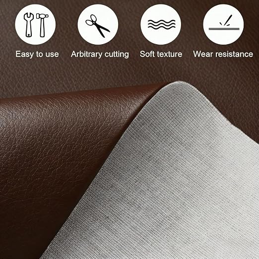 SYRKRC Leather Self Adhesive Leather Repair Set, Leather Repair Patch, Faux Leather Patches, Leather Repair and Renovation for Sofa, Car Seats, Leather headboard, (Dark Brown, 17 x 79 Inch)