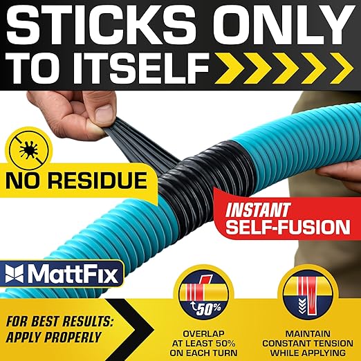 Self Fusing Silicone Tape – 1" x 10' – Waterproof Tape for Emergency Repairs – Weatherproof, Heat and Chemical-resistant – For Plumbing, Pipes and Hoses repairs, Automotive, Electrical & Outdoor Use