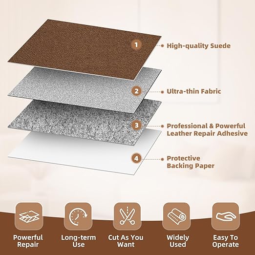 Suede Repair Patch, Large Self-Adhesive Fabric Repair Tape, Suede Fabric Repair Patch for Couch, Furniture, Car Interior, Sofa and Cushion(Beige, 3.5X79 Inch)