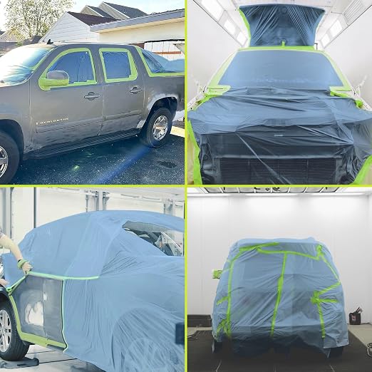 Tangibay Pre-Taped Masking Film for Painting - 22" x 66' Painters Plastic Sheeting with Automotive Paint Tape and Drape for Covering Cars, Walls, Windows and Furniture Protection (4 Rolls)
