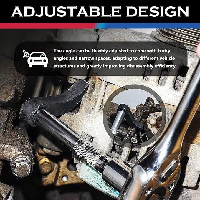 2PCS Pry Bar Wrench Adapter 4-Point & 8-Point with 1/2" Drive,Adjustable Bull Horn Pry Bar Adapter CV Axle Removal Tool,Ratchet Prys Bars Attachment for Half Shaft Removal (Style 1)