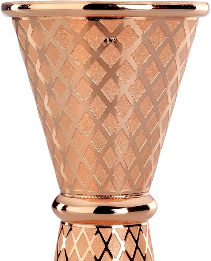 Barfly 1 x 2 oz. Diamond Lattice Etch Japanese Style Jigger, Copper Plated