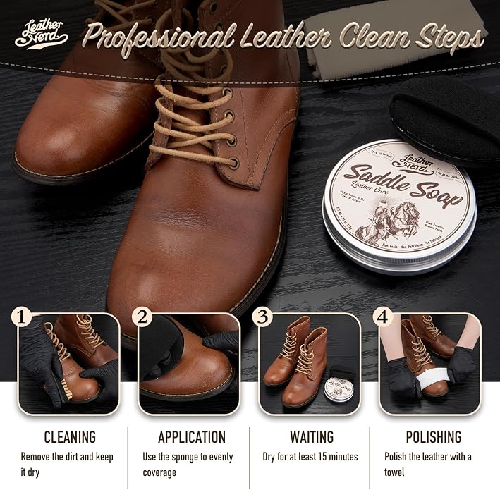 Saddle Soap for Leather,Leather Nerd Leather Cleaner Conditioner for Boots