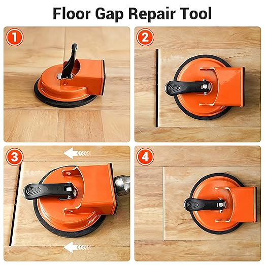 Floor Gap Fixer Tool,Heavy Duty Laminate Floor Gap Suction Cup Repair Tool Kit with 6 Sticky Pads and 3 Spring Clips, Enhanced Flooring Tools Use for Vinyl,Laminate,Wood and Tile