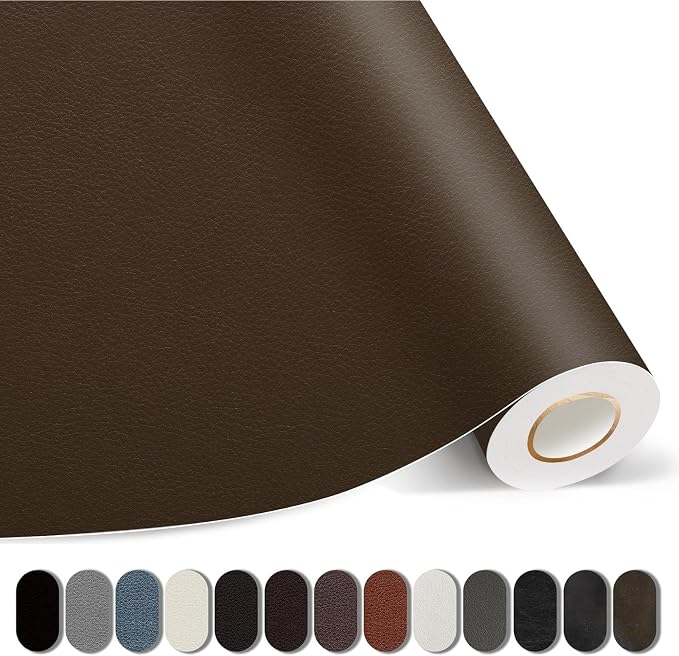 Leather Repair Patches, 17X237 Inch Self-Adhesive Leather Repair Tape, Stretch Vinyl Repair Kit for Couch Furniture Sofas Car Seats (Coffee, 17X237 Inch)