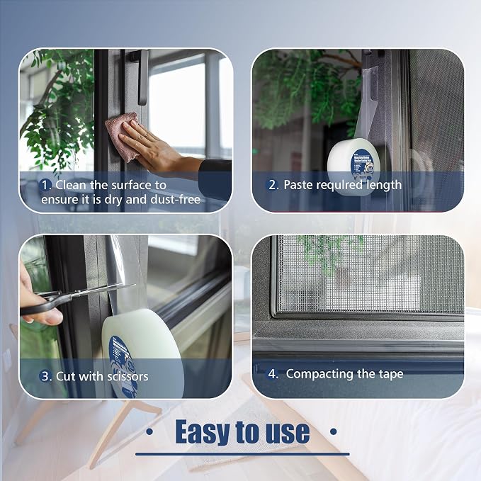 Breliter Heavy Duty Window Weather Sealing Tape - Transparent Window Tape for Winter and AC Insulation, No Mess Winter Window Seal Kit - 3 Inch Wide 180 FT Long
