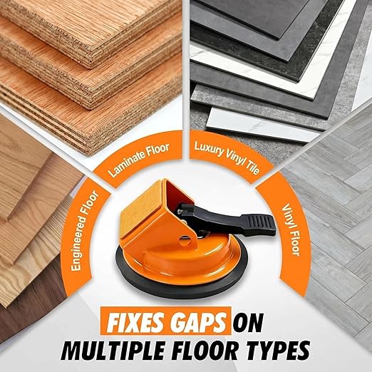 Heavy Duty Floor Gap Fixer Tool with Enhanced Suction Cup, Professional Laminate and Vinyl Plank Flooring Repair Kit, Includes Reusable Sticky Pads for Smooth and Textured Surfaces