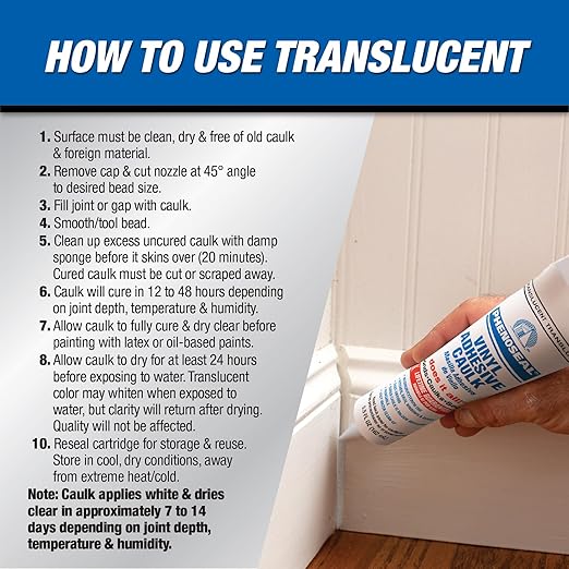 Phenoseal Does It All Vinyl Adhesive Caulk, Translucent, 5.5 oz (7079807027)