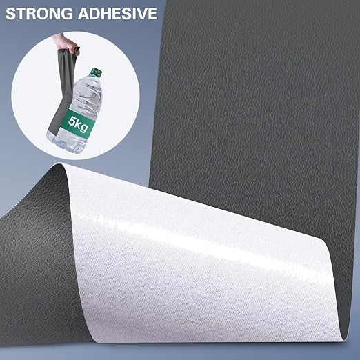 Self Adhesive Leather Repair Patch Kit, 35 in x 79 in Large Vinyl Leather Repair Tape for Furniture, Car Seat, Couch, Sofa, Chair Dark Grey