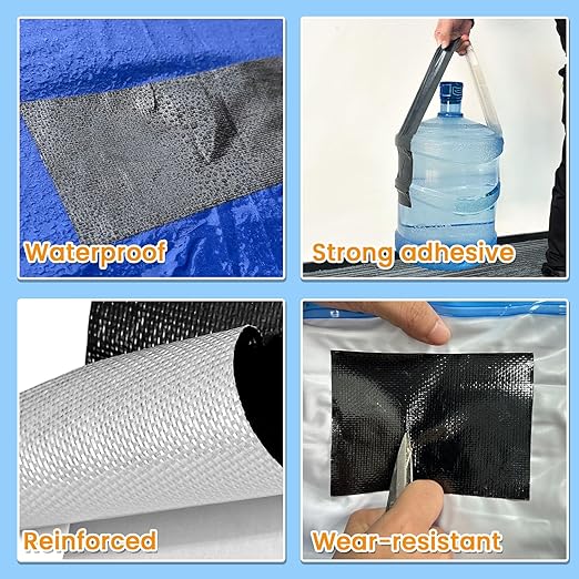 Tikfoam Waterproof Repair Tape for Fabric, Awning, RV Roof, Underbelly, Tarp, Tent, Sail and Boat Cover Outdoor Repair Patch, Heavy Duty, UVproof, Multipurpose Black