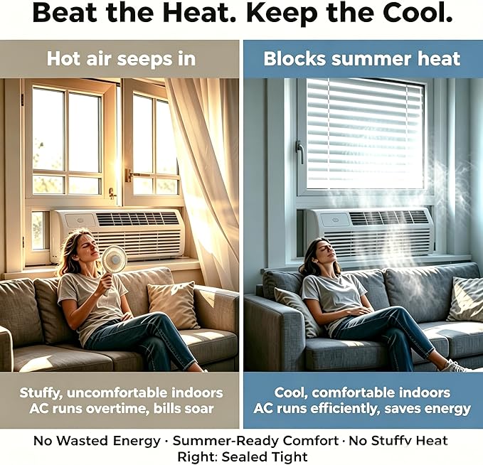 SWRT 3”x33FT Window Weather Sealing Tape Residue-Free, 20-Mil Thick Heavy Duty Window Insulation for Summer, Weather Resistant, Air Conditioner Window Seal Blocks Drafts for Doors Windows