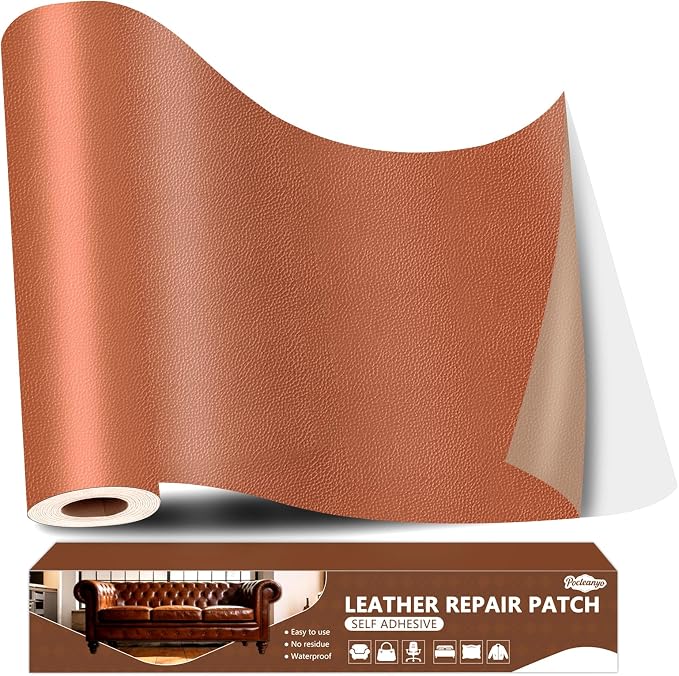 Light Brown Leather Repair Tape, 16x80 Inch Leather Repair Patch Self-Adhesive, Waterproof Faux Leather Patch, Vinyl Repair Tape for Couch, Sofas, Furniture, Office Chair, Car Seats