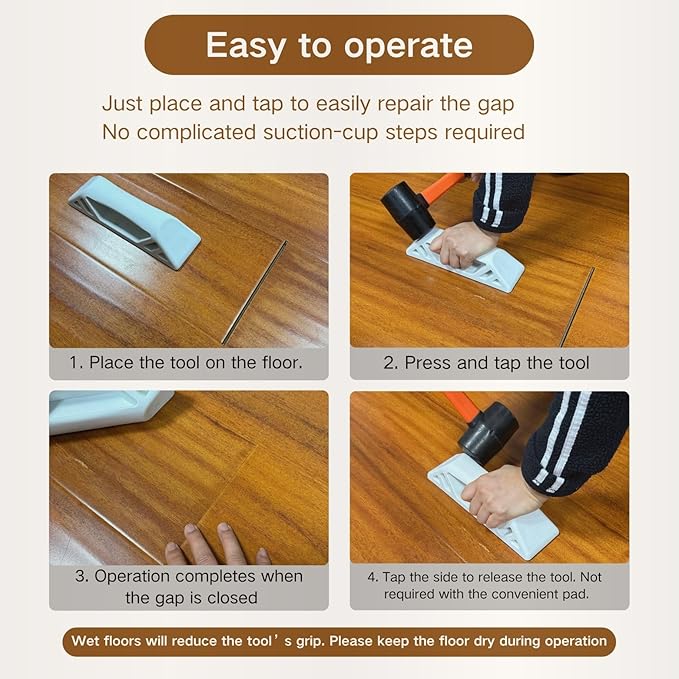 Floor Gap Fixer Tool, New Type, Heavy Duty LVP Installation Kit with 3 Reusable Pads & Plank Grabber with Storage Bag, Suitable for LVP, Laminate and Wood Flooring
