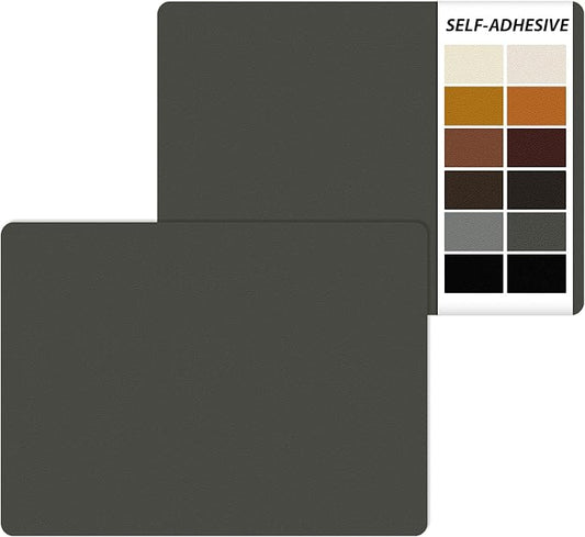 IANZE 2Pcs Leather Repair Patch, Self Adhesive Leather Repair Patch for Car Seats, Couches, Furniture, Sofa, Handbags, Office Chair (Dark Grey)