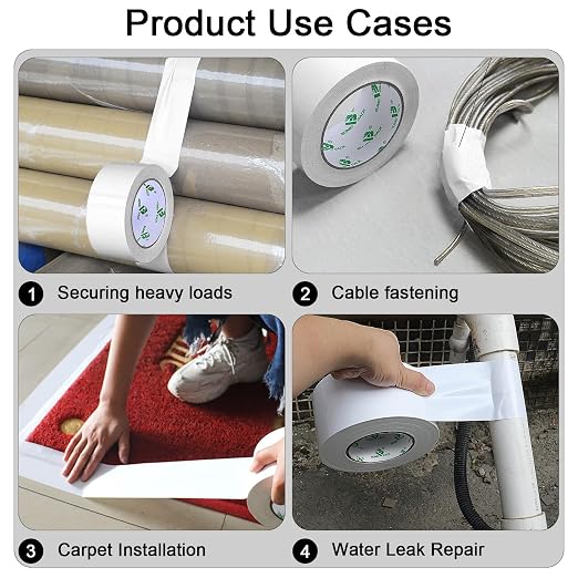 BOMEI PACK Duct Tape Heavy Duty Waterproof White, 50 Yards x 3 Inch Strong Adhesive Duct Tape No Residue Bulk for Home Use, DIY, Projects, Outdoor Repairs