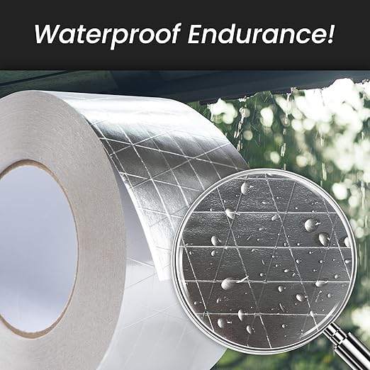 2-Pack 3" Inch x 164 Ft / 55 Yards Long Aluminum Foil Tape with Mesh - Strong Metal Insulation Adhesive Heavy Duty Ductwork Tape - Waterproof High/Low Temperature HVAC Vent Hose Dryer Leak Repair Tape