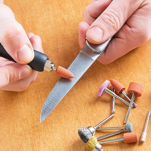 uxcell 120 Grits Abrasive Mounted Stone 2.35mm Shank 2/5"(10mm) Dia Conical Heads Stone Grinding and Polishing Wheels for Nail Polishing