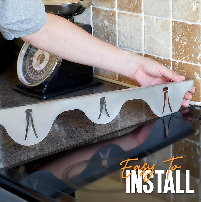 Linda’s Essentials Stove Gap Covers Stainless Steel (2 Pack), 316 Stainless Steel Stove Gap Covers Heat Resistant Oven Gap Filler Seals Spaces Between Stovetop and Counter (23.4 Inches, Silver(Steel))