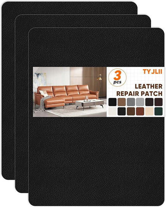 Leather Repair Patch Self Adhesive,8.3″ x 11″ Vinyl Patch Kit,Leather Repair Kit for Furniture,Car Seat,Couch,Office Chair.（Litch Grain-Black）
