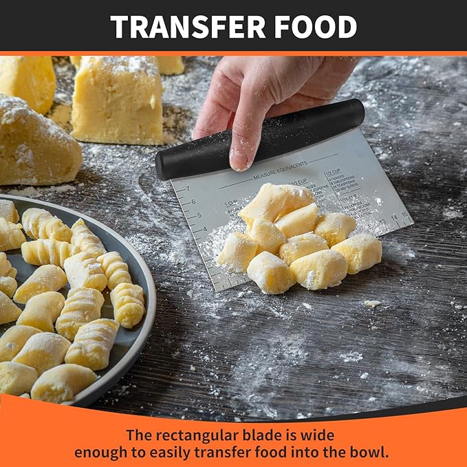ALLTOP Bench Scraper & Chopper - Baking Essentials,Stainless Steel Blade Knife,Ideal Kitchen Tool for Home Baking and Meal Prep, Bread Making, Pasta,Pastry,Dough and Cake - Set of 2 Pack