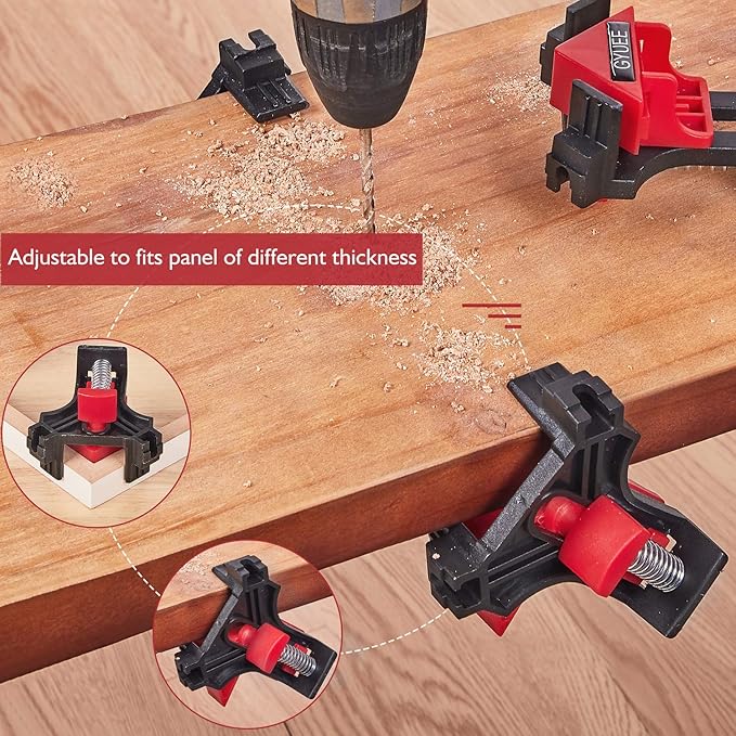 90 Degree Angle Clamps, Woodworking Corner Clip, Right Angle Clip Fixer, Set of 4 Clamp Tool with Adjustable Hand Tools (red4)
