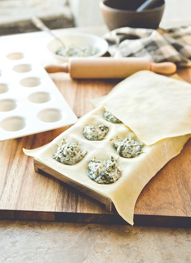 Fox Run Ravioli Maker, Large, Aluminum, Makes 10 Jumbo 2" Raviolis
