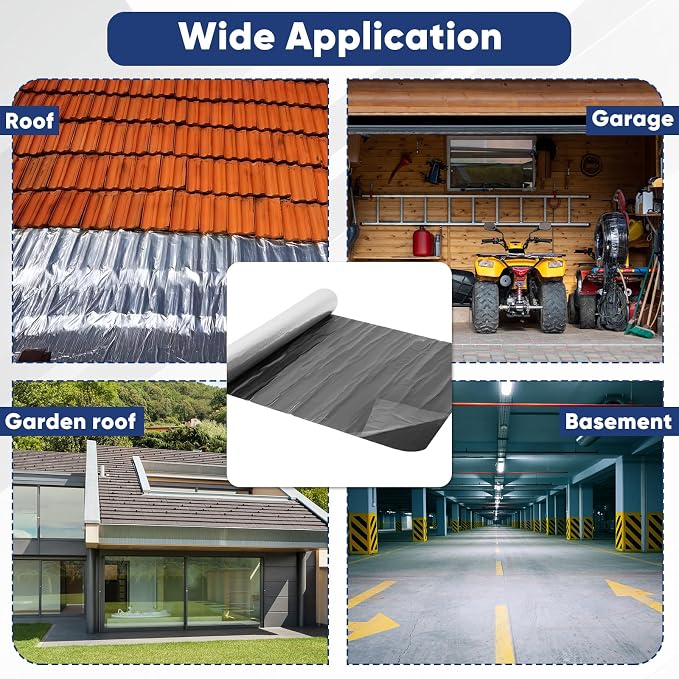 39.6inx32.8ft Self-Adhesive Roofing Felt, Bitumen Waterproof Repair Tape Roof Underlayment Protector Roll Patch Seal Tape Waterproofing Roof Cladding for Roof Leak,Surface Cracks (3.3x32.8ft)