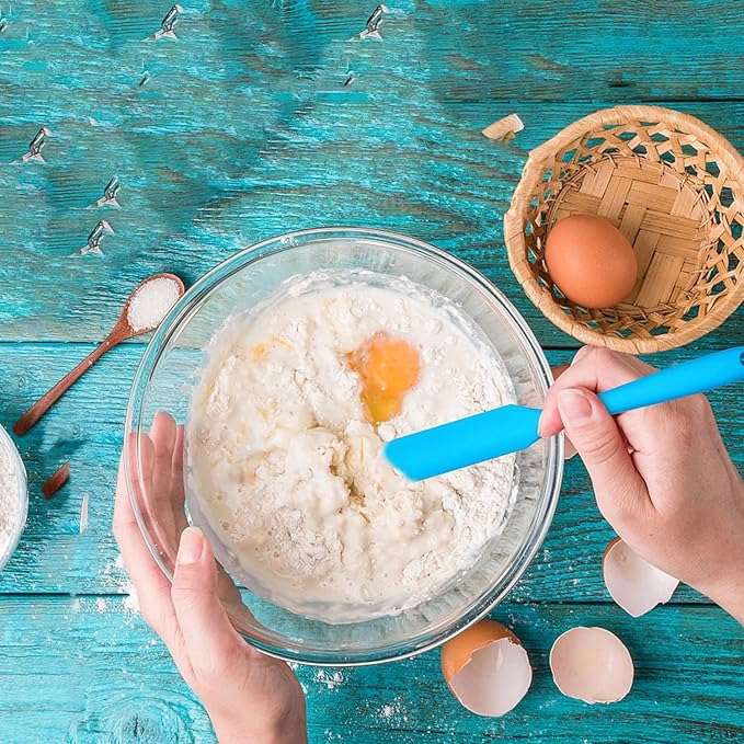 5 Pcs Silicone Jar Spatulas,Jar Scraper with Long Handle,Non-stick Heat Resistant Jam Spreader Cake Cream Butter Spatulas for Butter Cake Cream Icing Cooking Kitchen Baking(5 Colors)