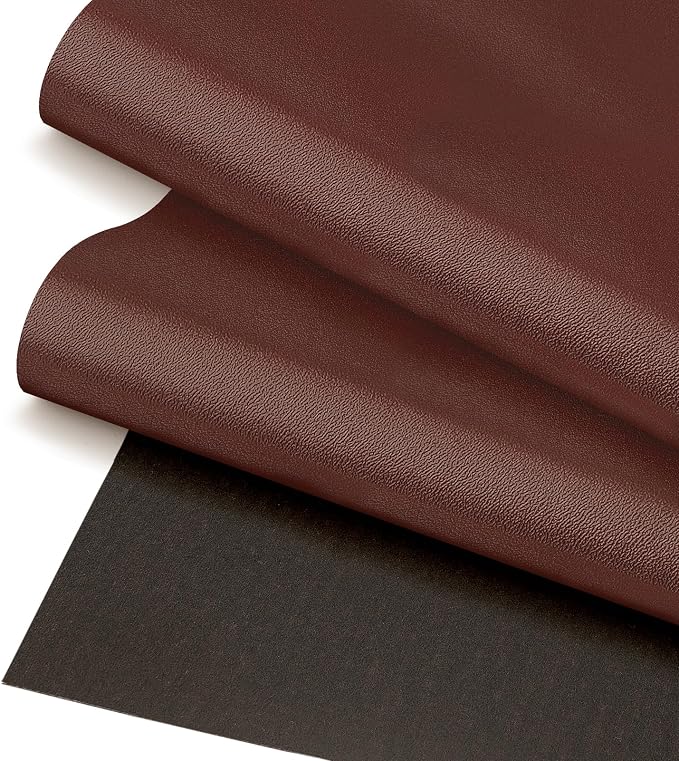 Brown Faux Leather Vinyl Fabric 78"x55" Smooth Solid Color Leather Sheet, Waterproof Synthetic Leather Material for Upholstery Crafts, Sewing DIY Projects, Sofa, Car