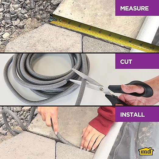 M-D Building Products - Versatile Gray Foam Backer Rod - Essential Caulk Saver for Sealing Concrete Gaps, Expansion Joints, and Crack Filling, 10 Feet, Black (19100)