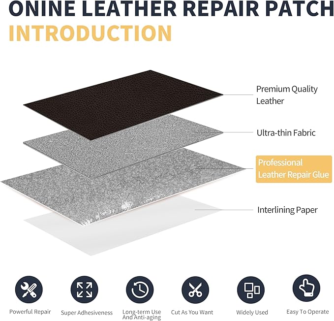 ONine Leather Repair Patch，Leather Repair Tape, 3 x 60 inches Leather Repair Patch for Furniture,Vinyl Repair kit，Leather Couch Patch，for Sofas,Furniture,car Seats,Chairs(Black Brown)