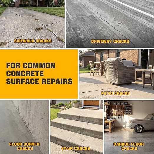 Concrete Crack Filler, 3-Pack Oil-Based Self-Leveling Sealant – Waterproof & Quick Drying for Driveway, Patio, Sidewalk, Garage Floor, Foundation, Basement & Walkway Repair, Gray