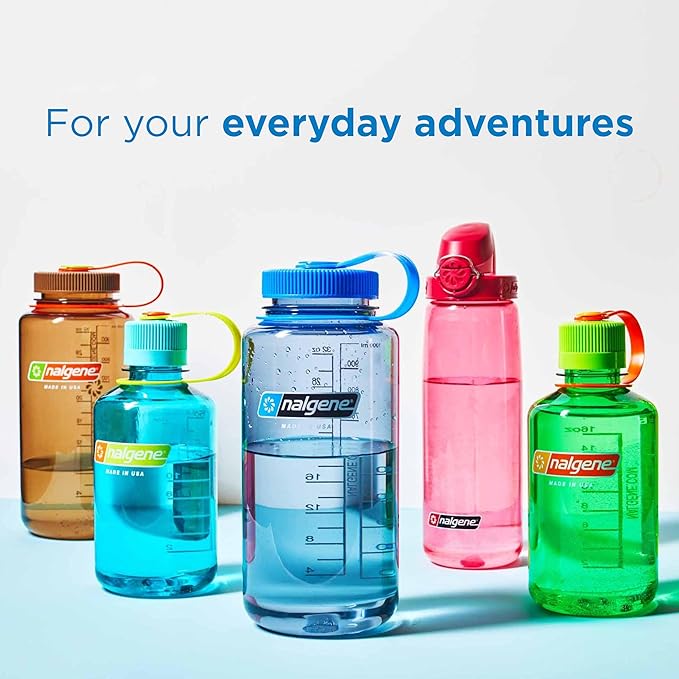 Nalgene Sustain Tritan BPA-Free Water Bottle Made with Material Derived From 50% Plastic Waste (using ISCC certified mass balance), 16 OZ, Wide Mouth, Cerulean (Pack of 6)